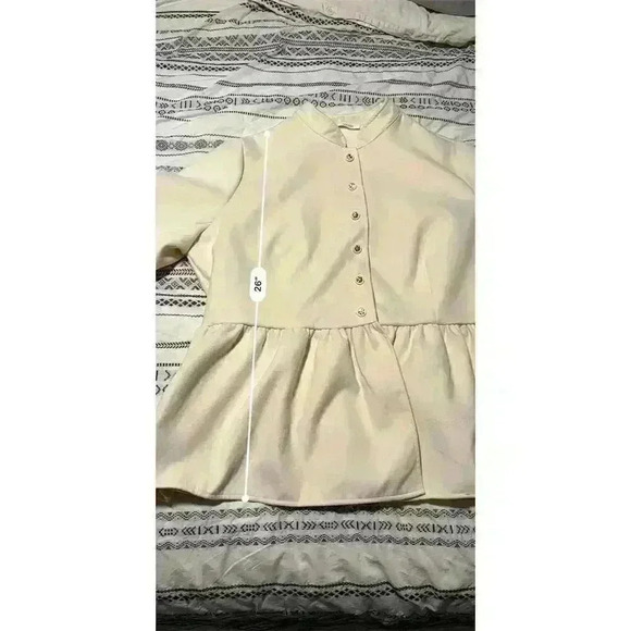 Yitemei Women's 2XL White Peplum Overcoat Stand Collar Ruffle Hem - Picture 11 of 12